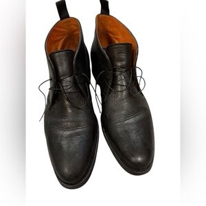 Santoni Italy Black Textured Leather Chukka Boots Men’s 11 D Handmade Italy